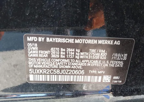 2018 BMW X5 Sdrive35I из США, поврежденный, VIN 5UXKR2C58J0Z20606